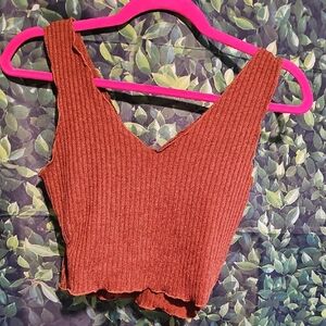 SHEIN Rust Ribbed Knit Tank Top‎